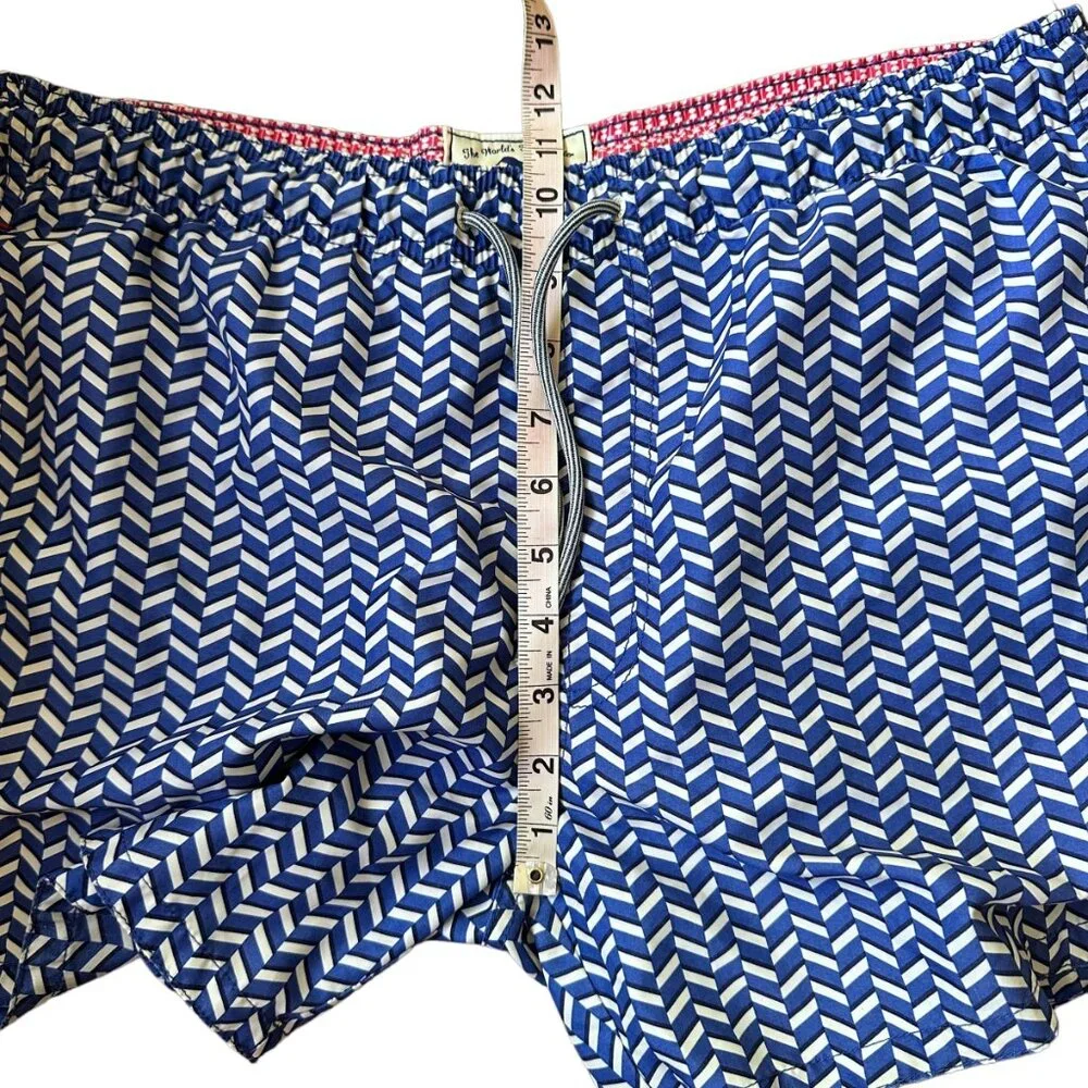 Ted Baker Blue Swim Trunks Shorts Lined Pockets Size 2 Waist 34‎